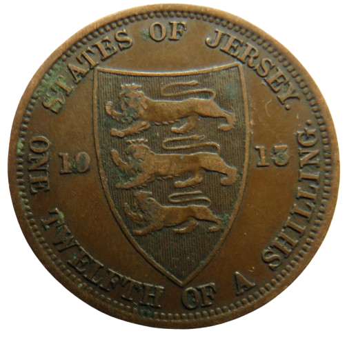 1913 King George V Jersey 1/12th of a Shilling Coin