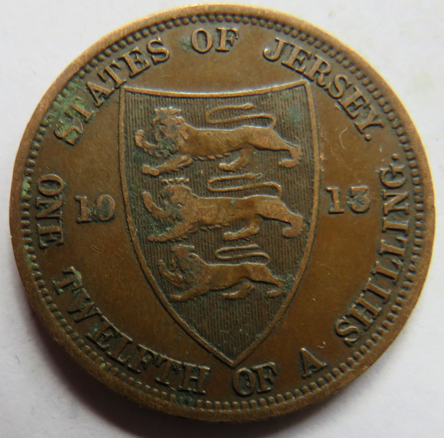 1913 King George V Jersey 1/12th of a Shilling Coin