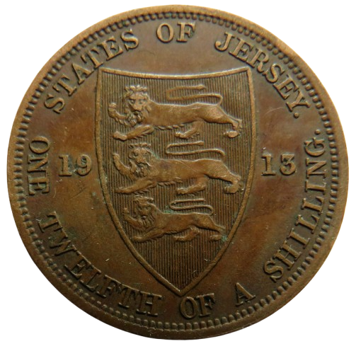 1913 King George V Jersey 1/12th of a Shilling Coin