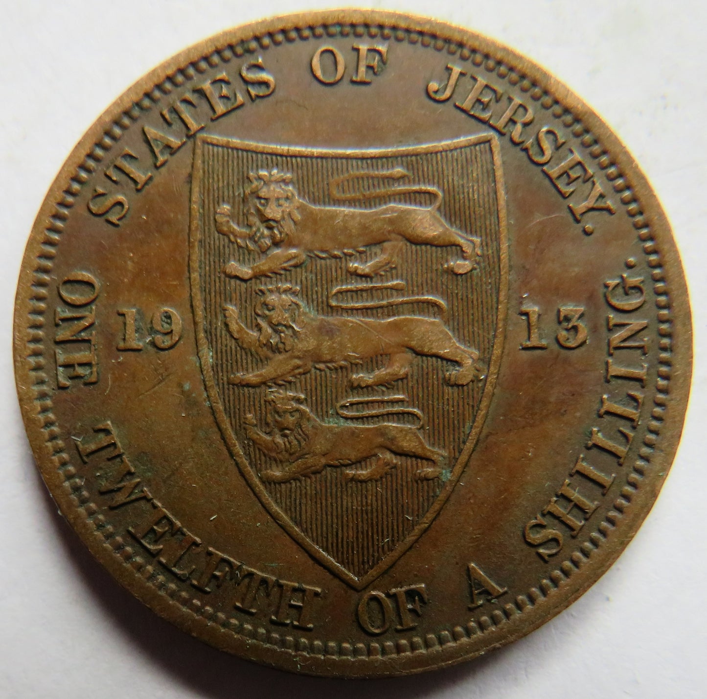 1913 King George V Jersey 1/12th of a Shilling Coin