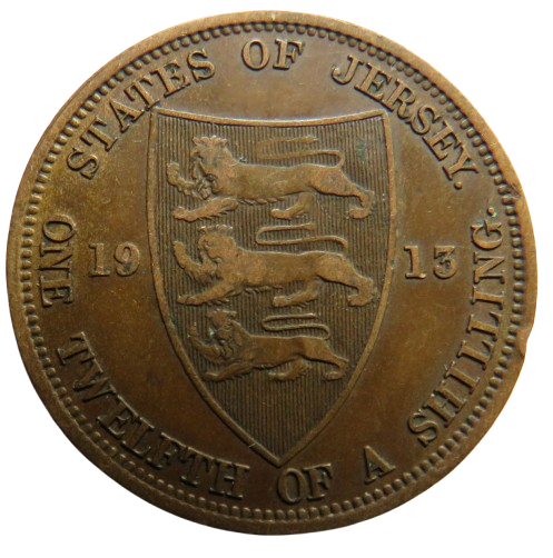 1913 King George V Jersey 1/12th of a Shilling Coin