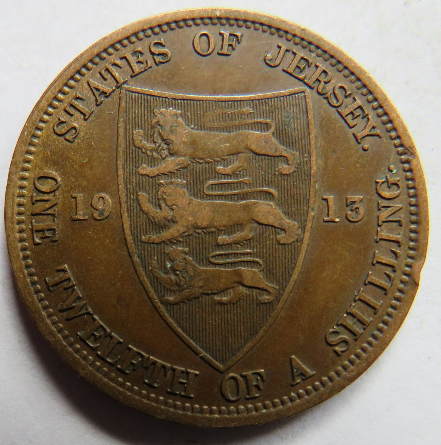 1913 King George V Jersey 1/12th of a Shilling Coin