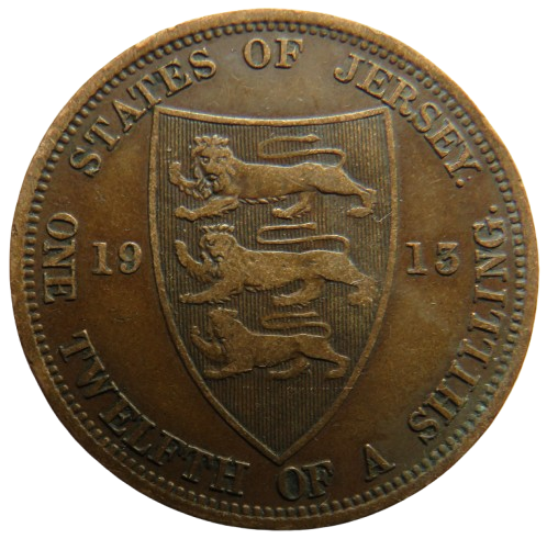 1913 King George V Jersey 1/12th of a Shilling Coin