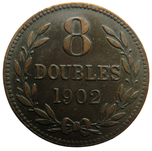 1902-H Guernsey 8 Doubles Coin