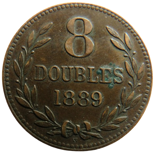 1889-H Guernsey 8 Doubles Coin