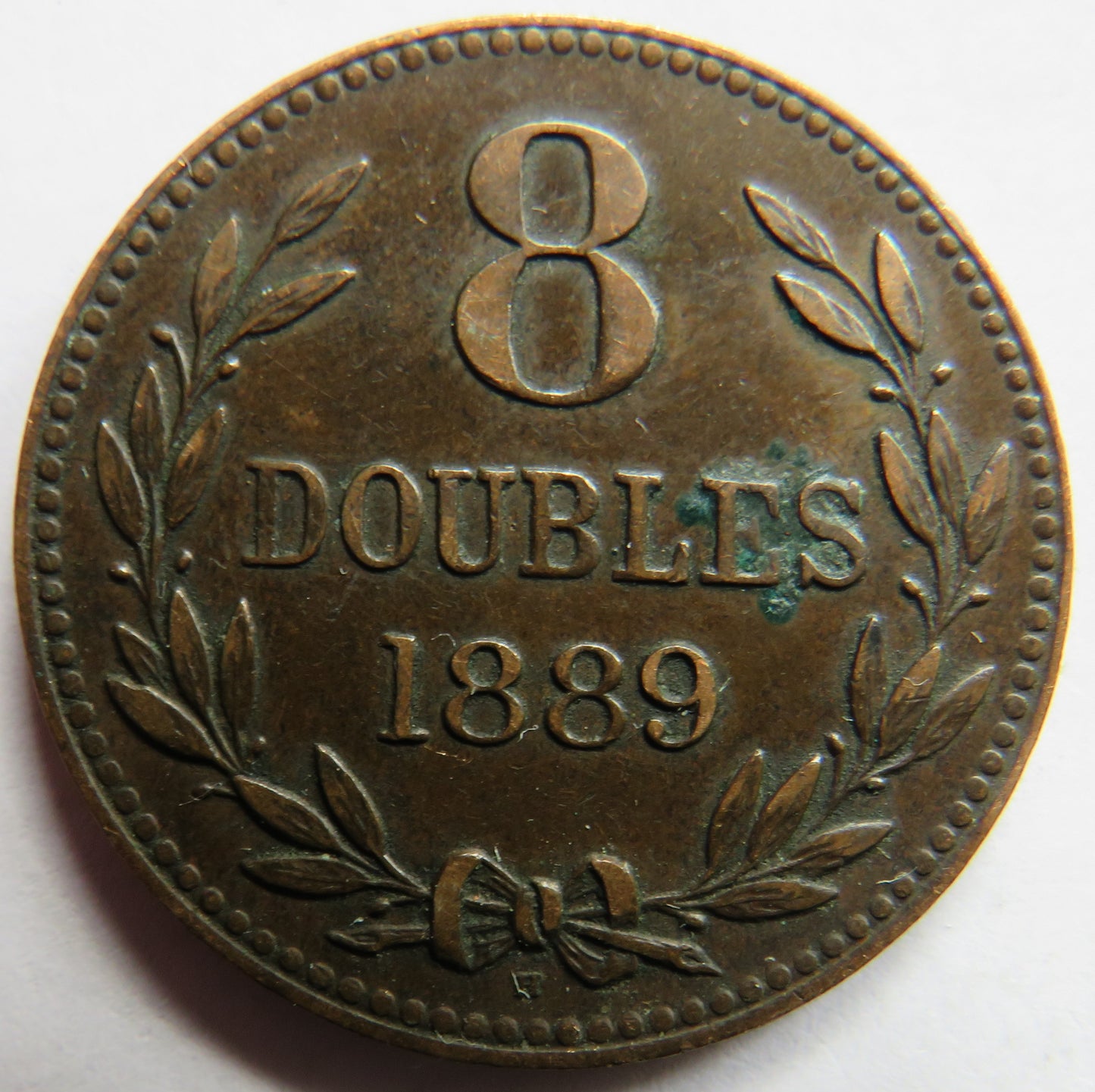 1889-H Guernsey 8 Doubles Coin