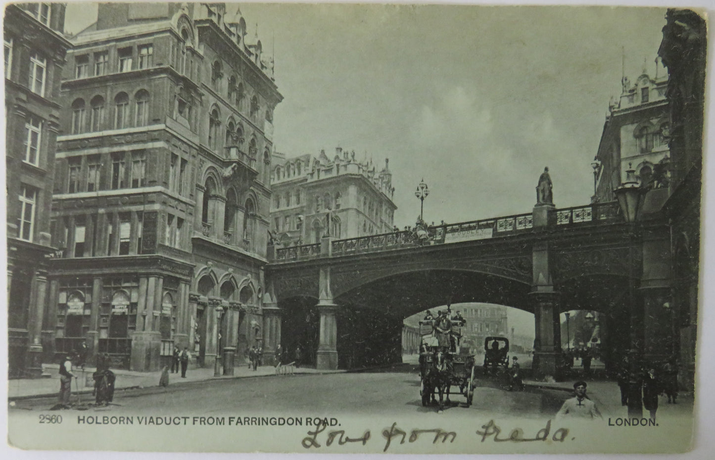 Vintage Postcard of Holborn Viaduct from Farringdon Road, London