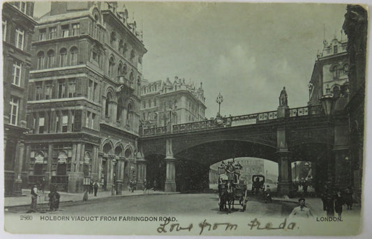 Vintage Postcard of Holborn Viaduct from Farringdon Road, London