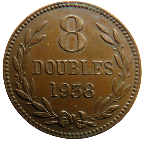 1938-H Guernsey 8 Doubles Coin
