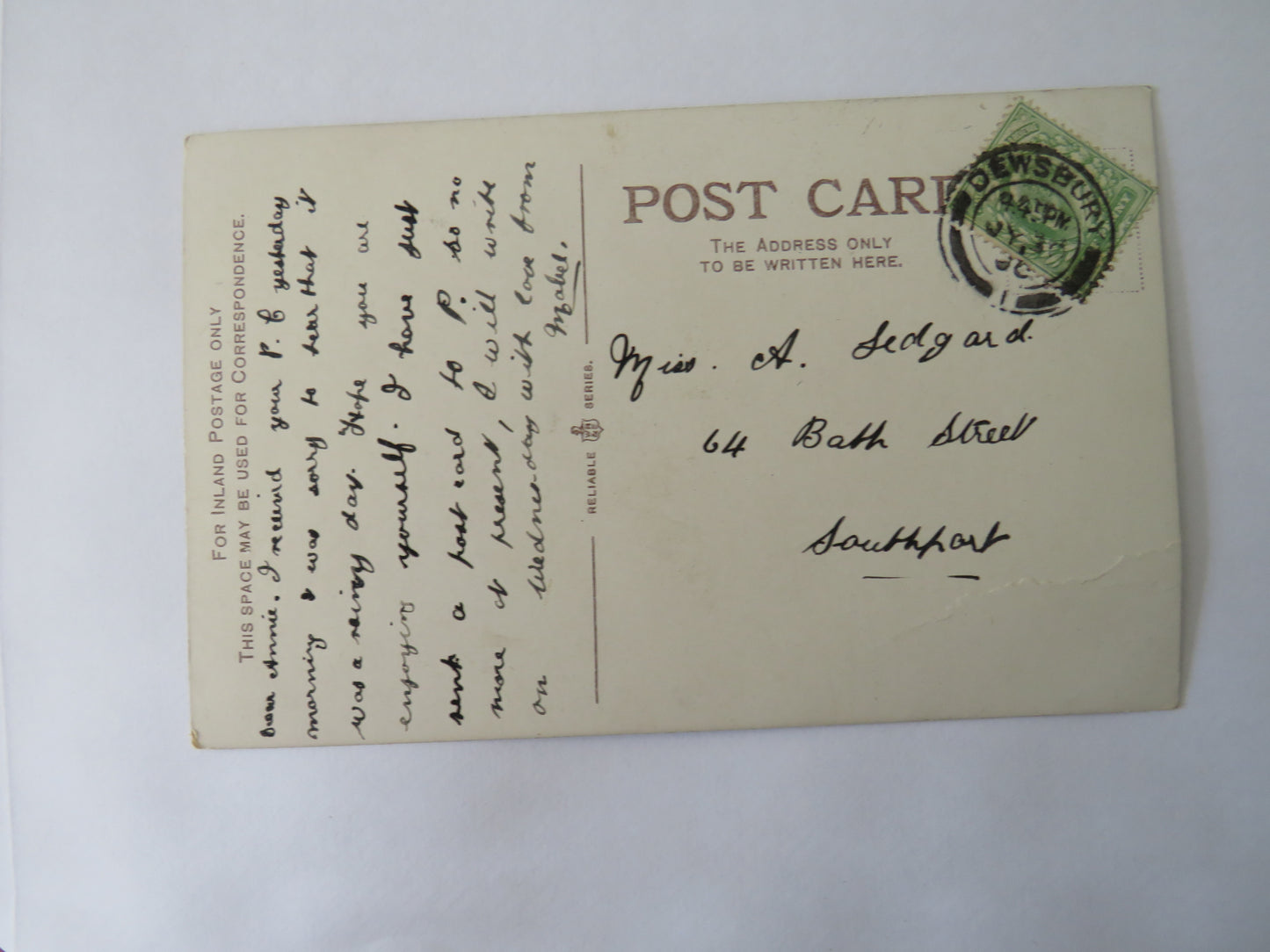 Vintage Postcard of The Mansion, Potternewton Park, Leeds