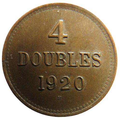 1920-H Guernsey 4 Doubles Coin