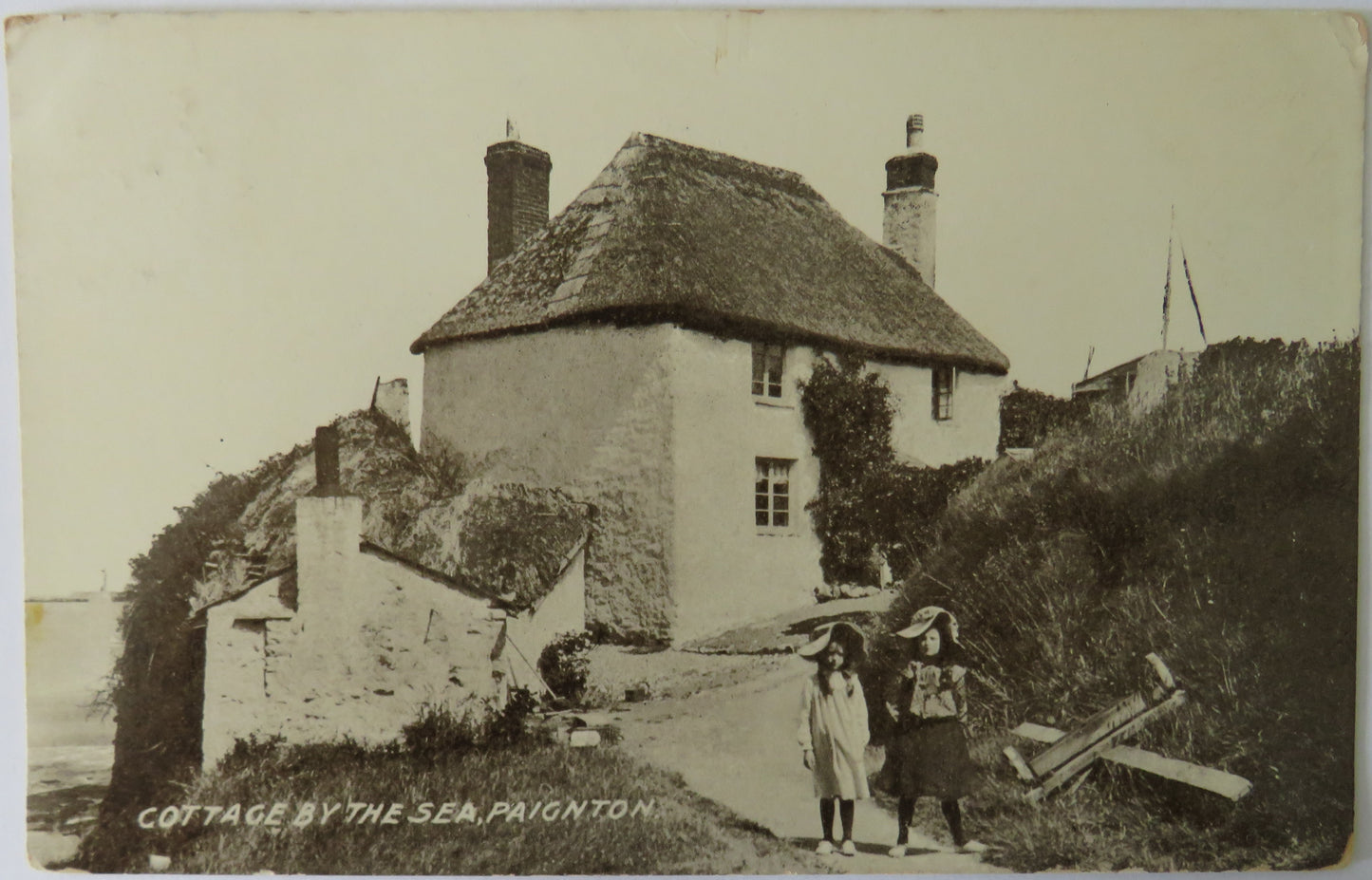 Vintage Postcard of Cottage by the Sea, Paignton, 1918