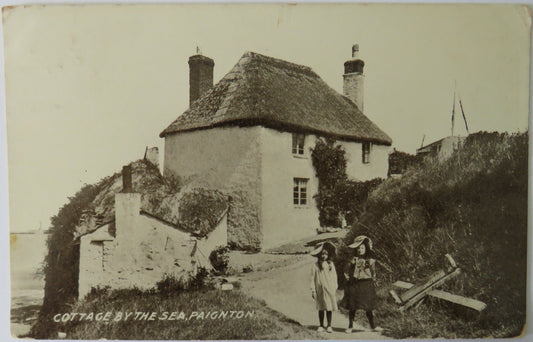 Vintage Postcard of Cottage by the Sea, Paignton, 1918