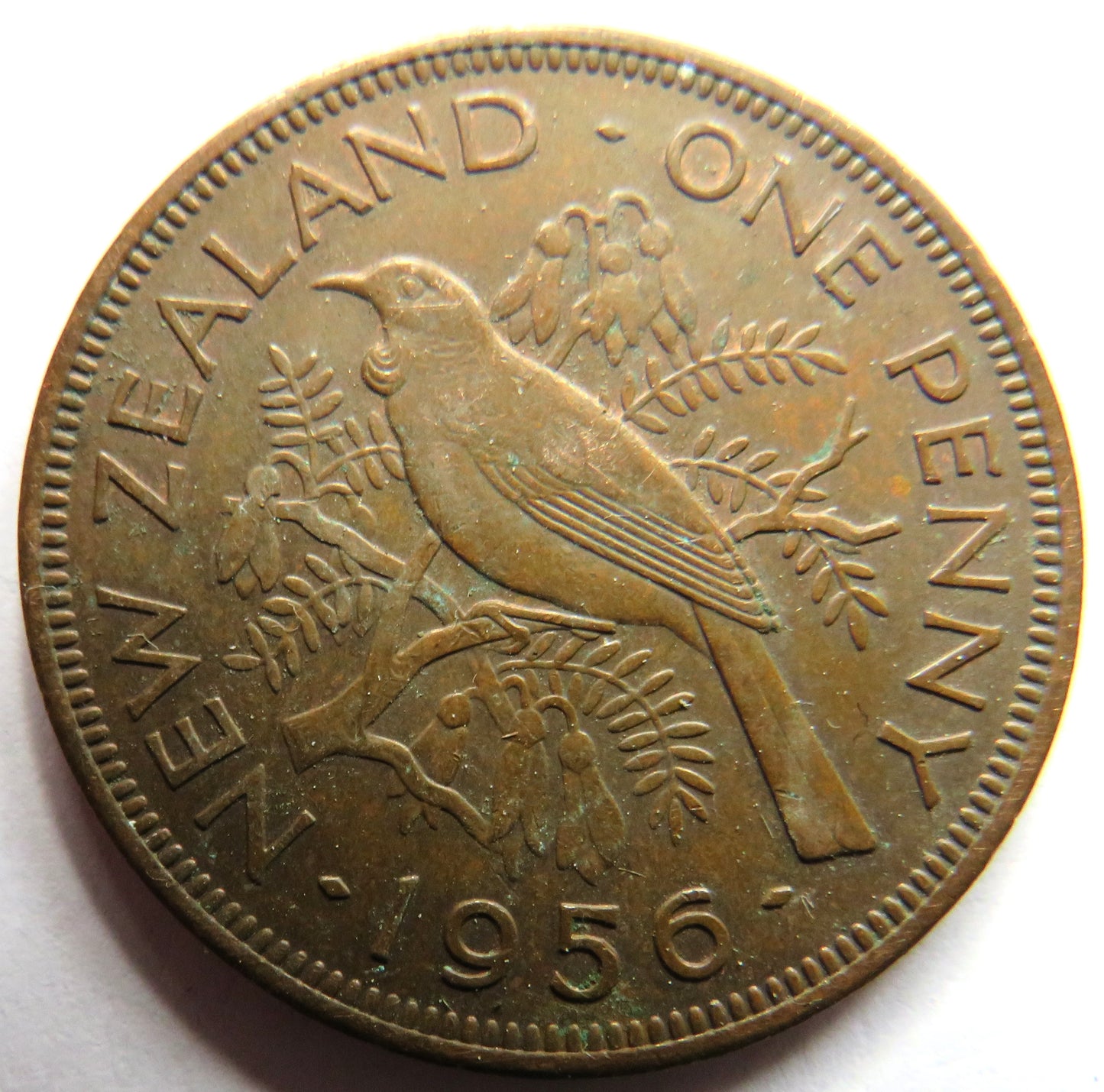 1956 Queen Elizabeth II New Zealand One Penny Coin Key Date