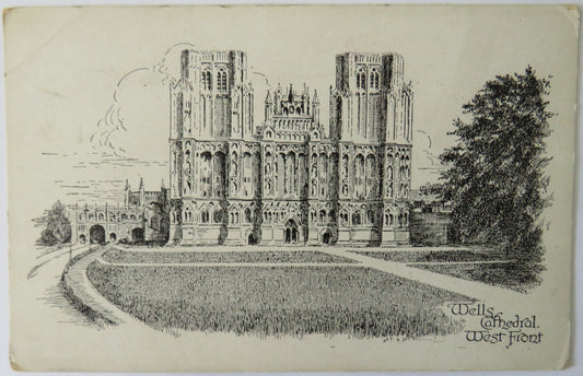 Vintage Postcard of Wells Cathedral, West Front