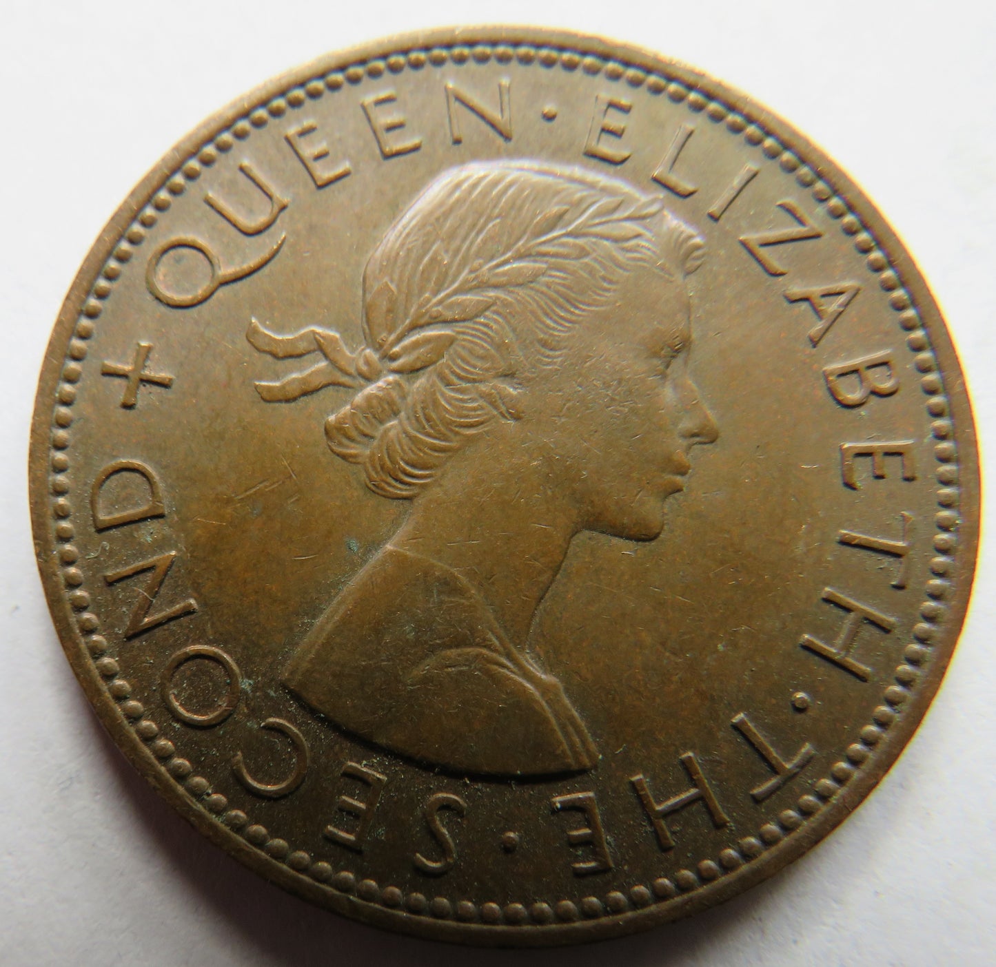 1956 Queen Elizabeth II New Zealand One Penny Coin Key Date