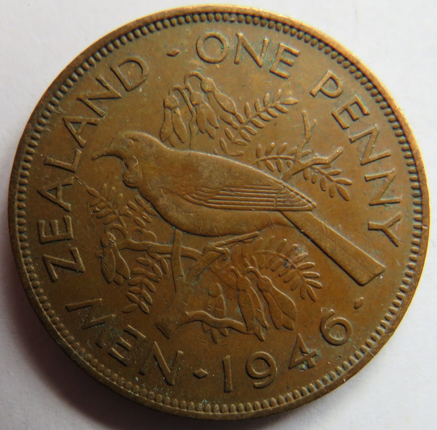 1946 King George VI New Zealand One Penny Coin