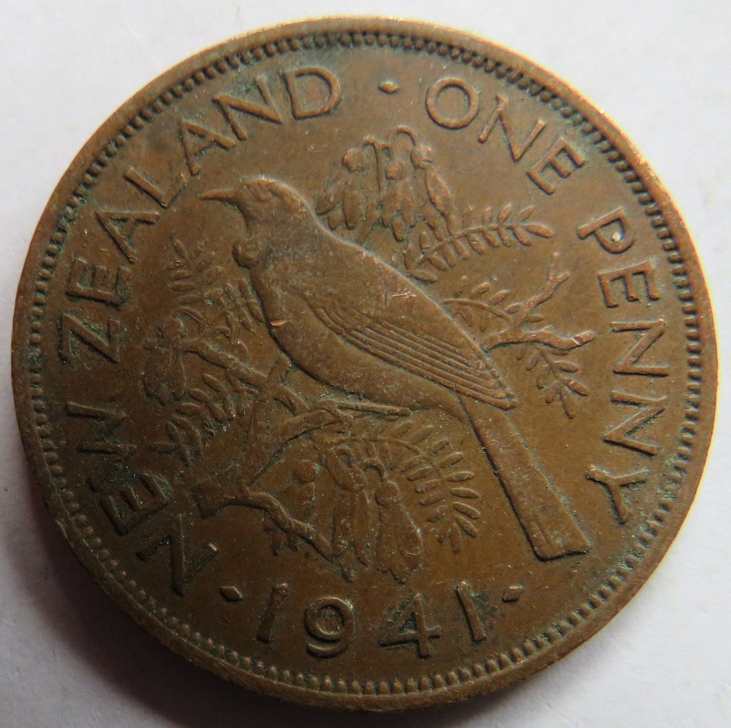 1941 King George VI New Zealand One Penny Coin