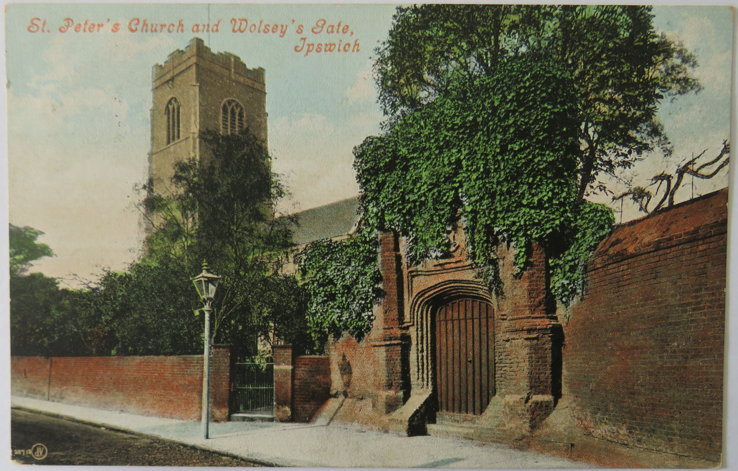 Vintage Postcard of St. Peter's Church and Wolsey's Gate, Ipswich, 1910