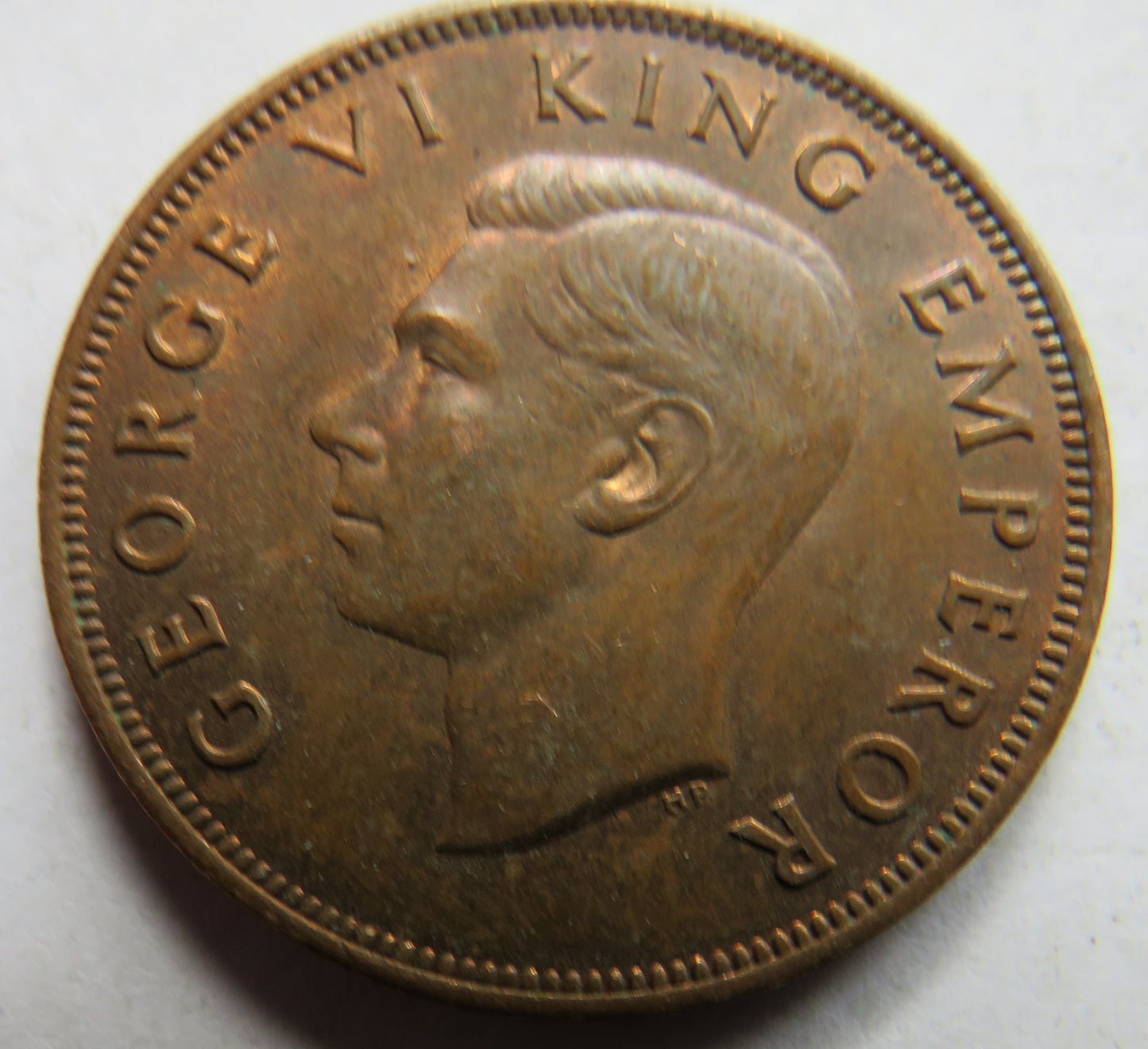 1943 King George VI New Zealand One Penny Coin