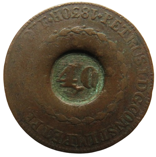 1830 Brazil 40 Reis Coin