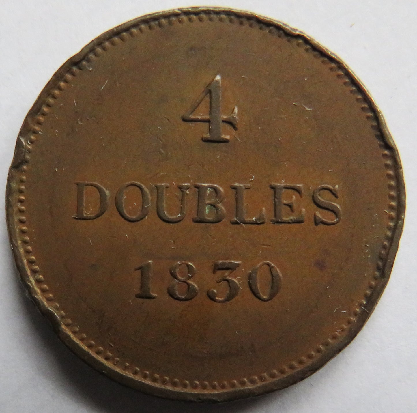 1830 Guernsey 4 Doubles Coin