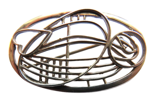 Ladies Sterling Silver Brooch By Carrick Jewellery In Mackintosh Style