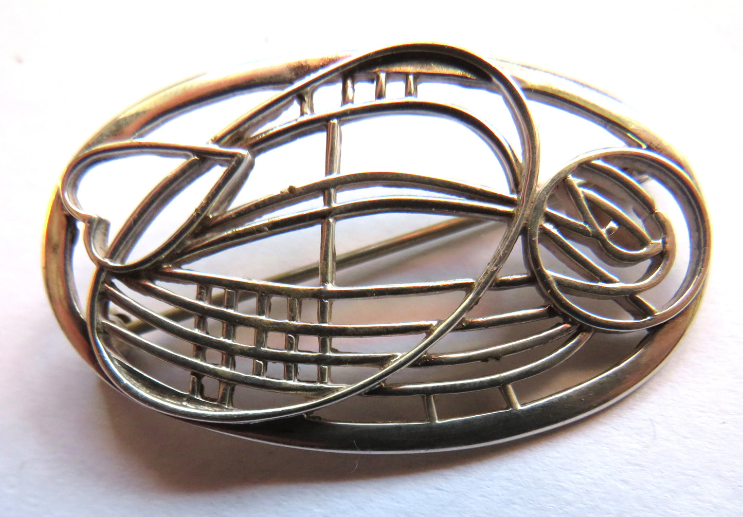 Ladies Sterling Silver Brooch By Carrick Jewellery In Mackintosh Style