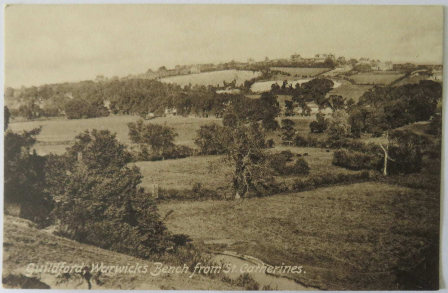 Vintage Postcard of Guildford, Warwicks Bench from St. Catherines