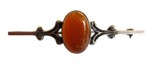 Vintage Silver & Cornelian Ladies Bar Brooch