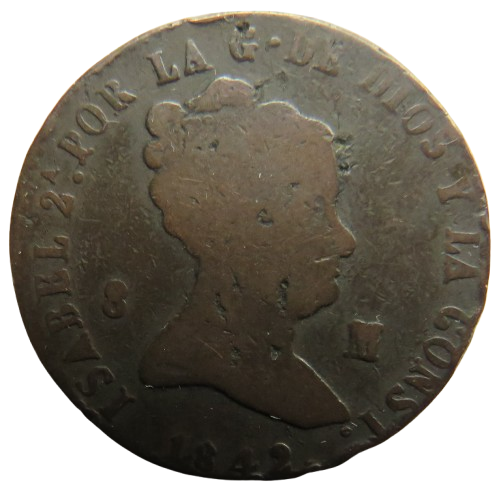 1842 Spain 8 Maravedis Coin