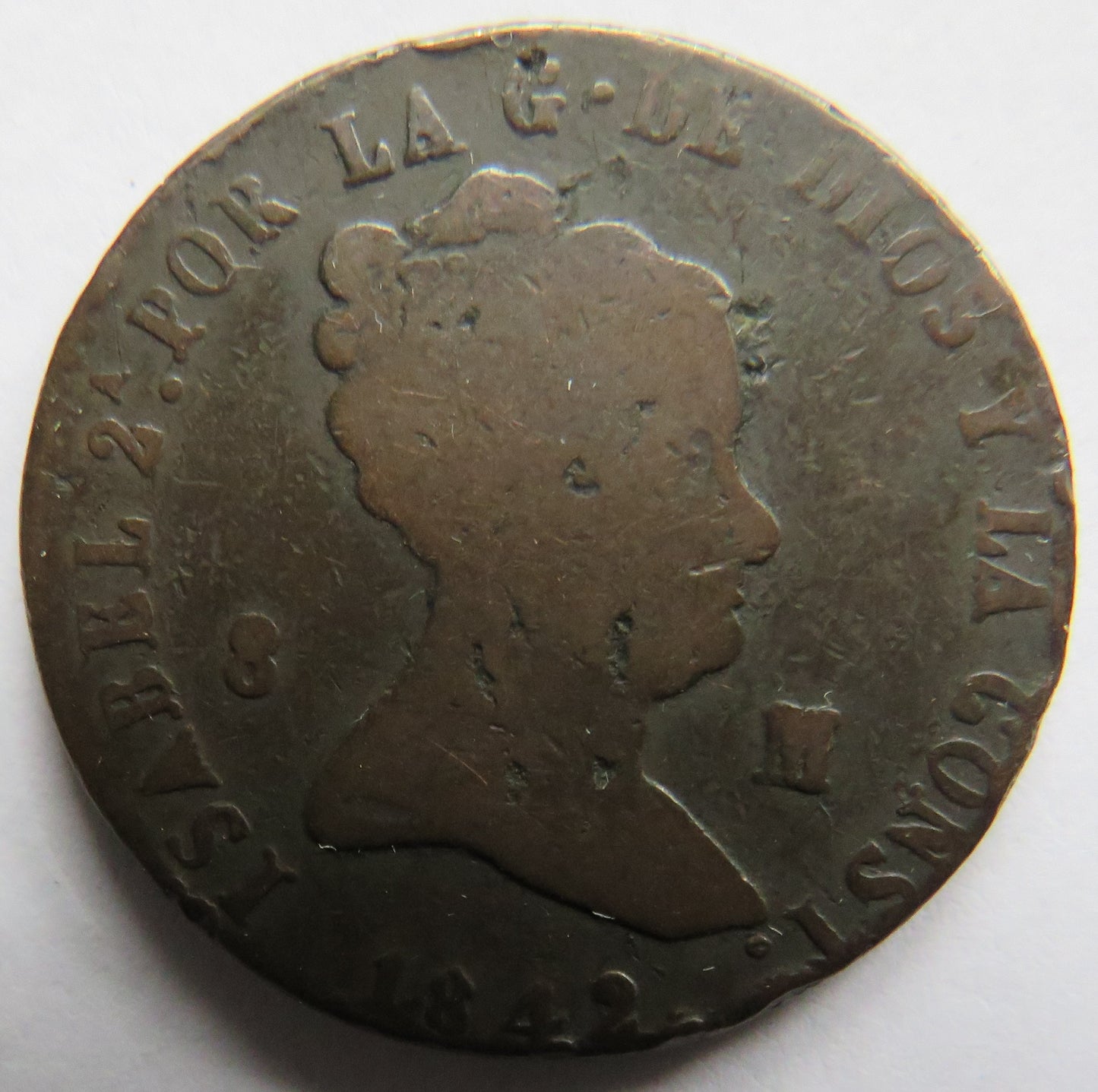 1842 Spain 8 Maravedis Coin