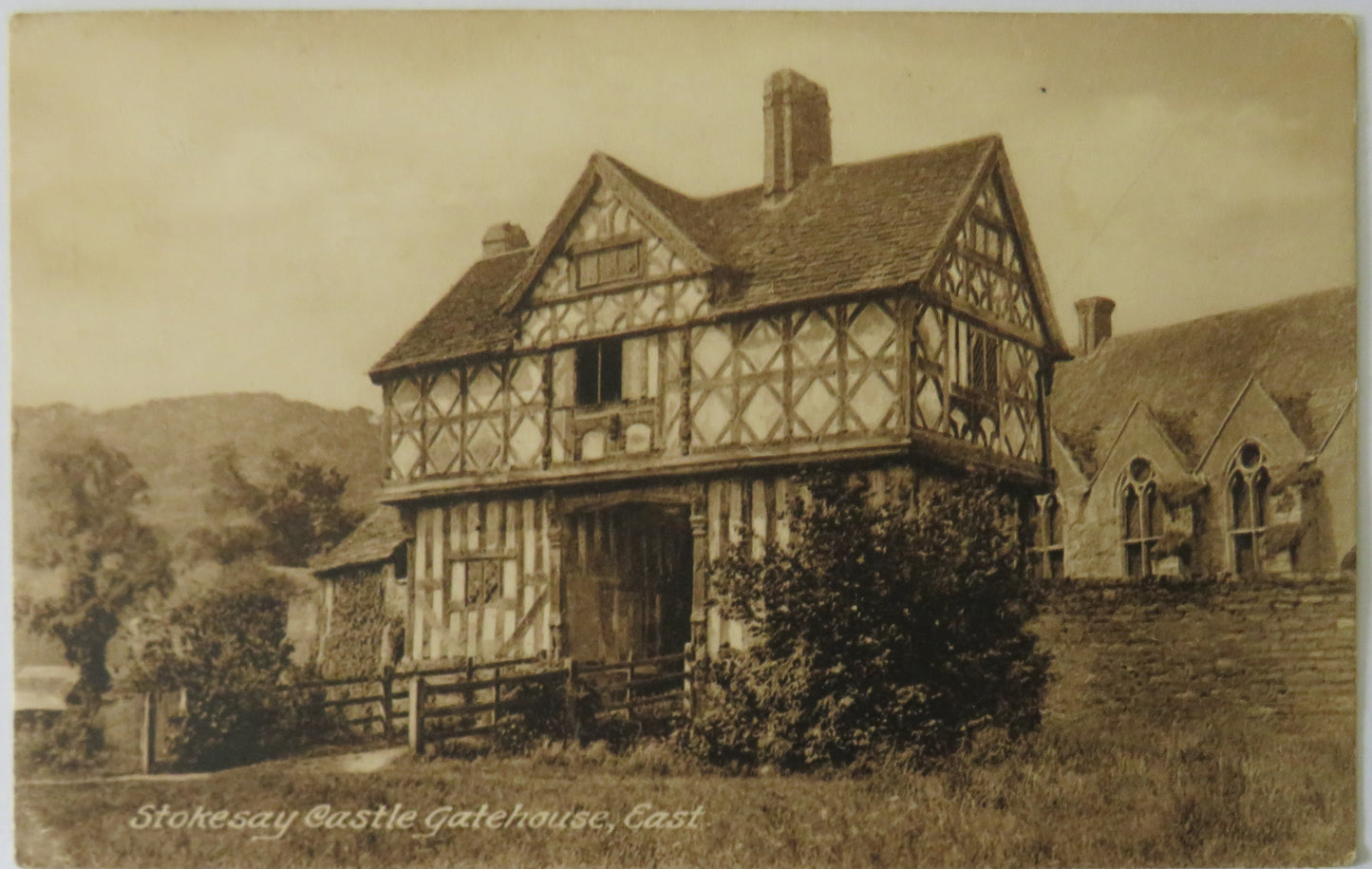 Vintage Postcard of Stokesay Castle Gatehouse, East