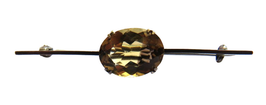 Vintage Silver & Citrine Bar Brooch