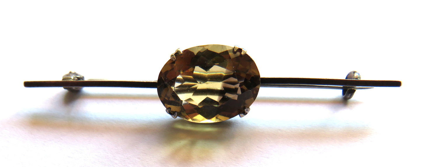 Vintage Silver & Citrine Bar Brooch