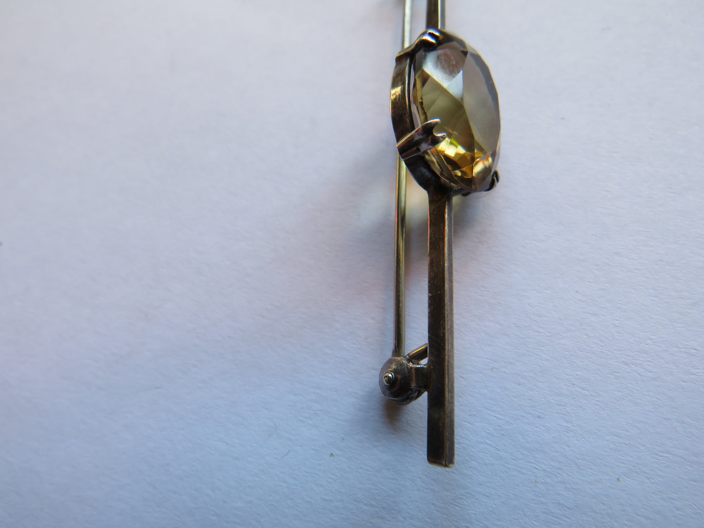 Vintage Silver & Citrine Bar Brooch