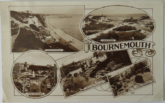 Vintage Multiview Postcard of Bournemouth, including The Pier