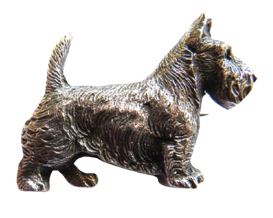 Vintage Silver Scottie Dog Brooch Made In England