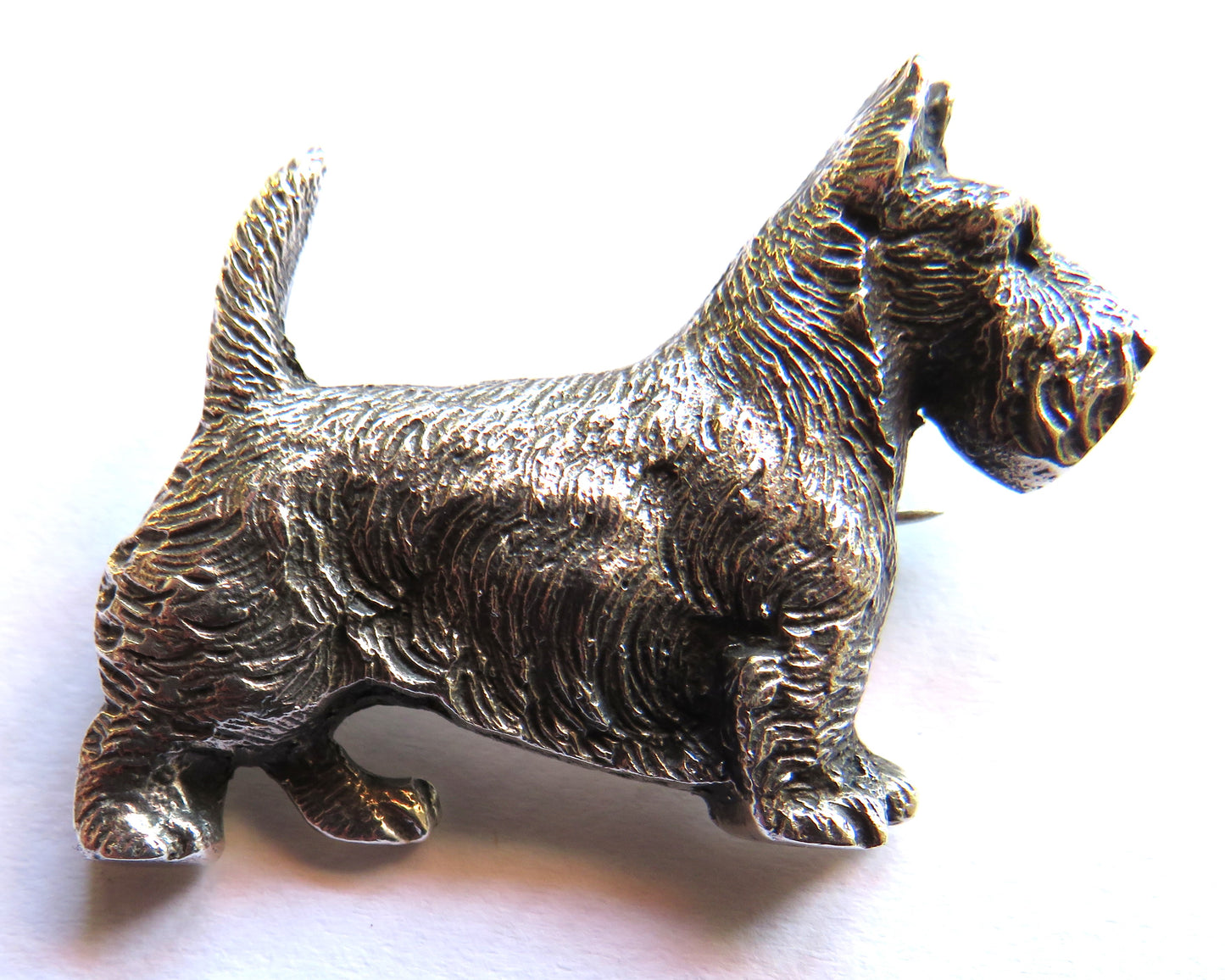 Vintage Silver Scottie Dog Brooch Made In England