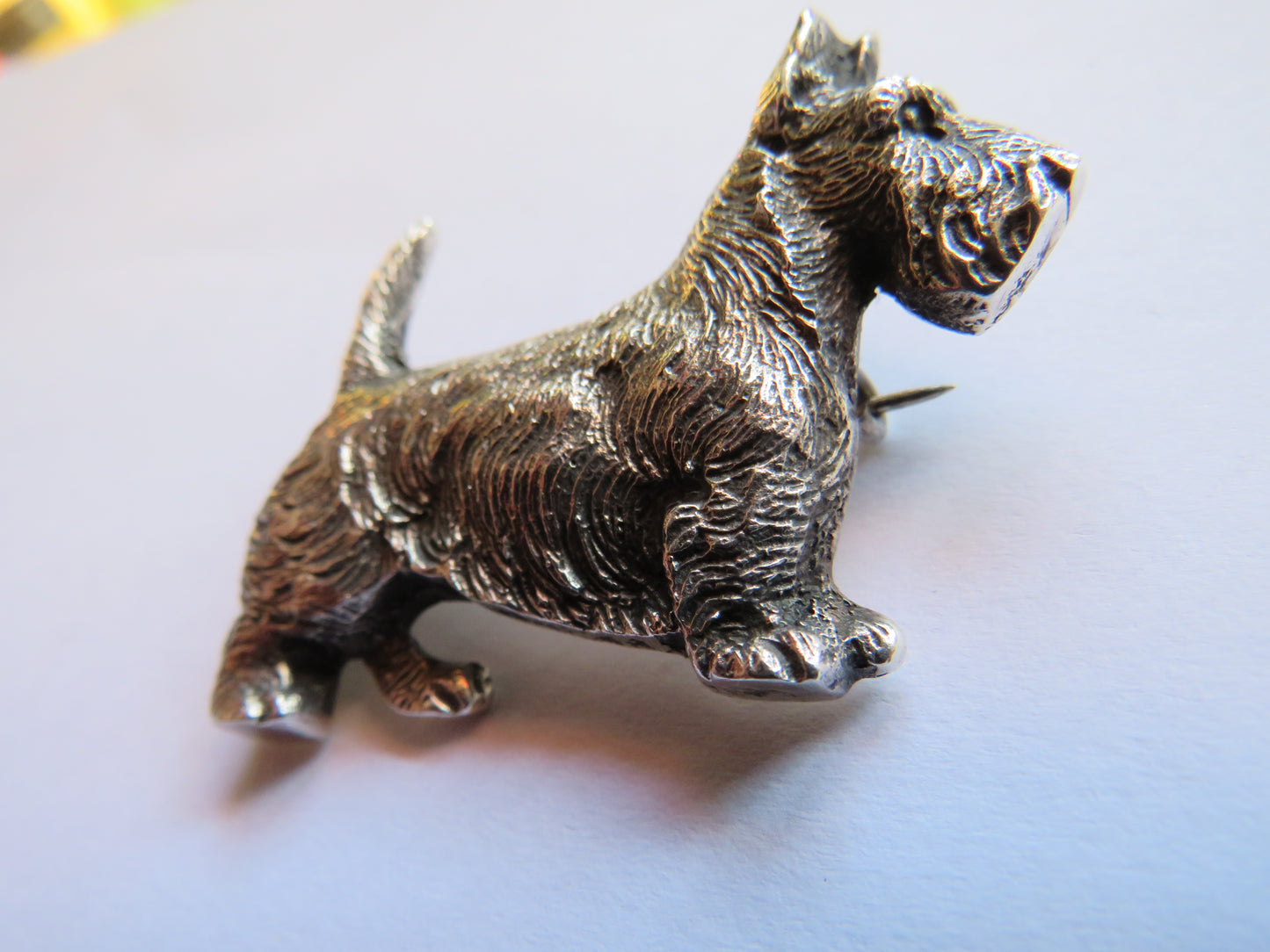 Vintage Silver Scottie Dog Brooch Made In England