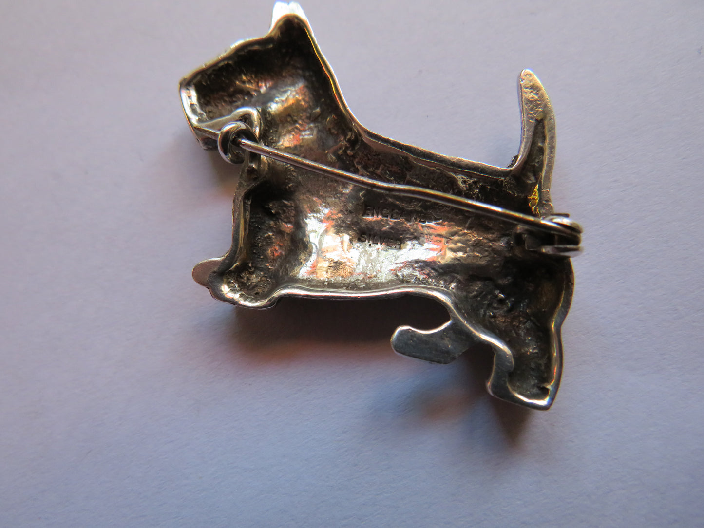 Vintage Silver Scottie Dog Brooch Made In England