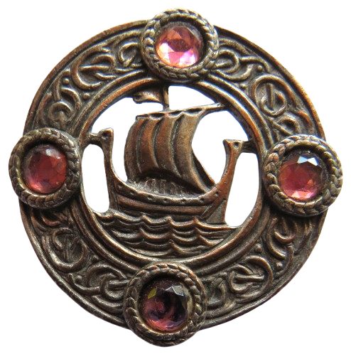 Vintage Scottish Brooch With Viking Longboat