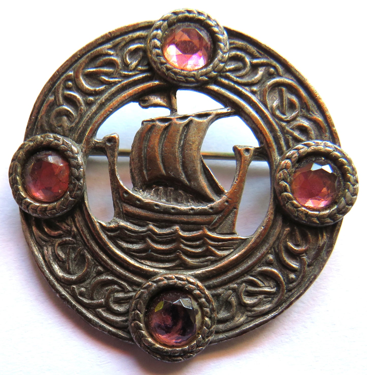 Vintage Scottish Brooch With Viking Longboat