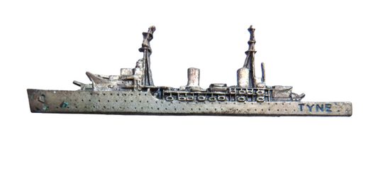 Vintage White Metal Brooch / Badge of HMS Tyne