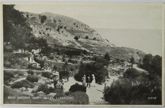 Vintage Postcard of Rock Gardens, Happy Valley, Llandudno