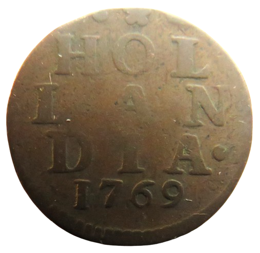 1769 Netherlands Holland One Duit Coin