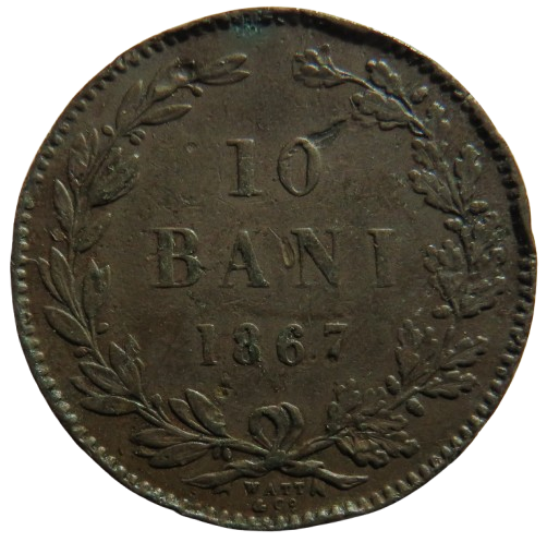 1867 Romania 10 Bani Coin