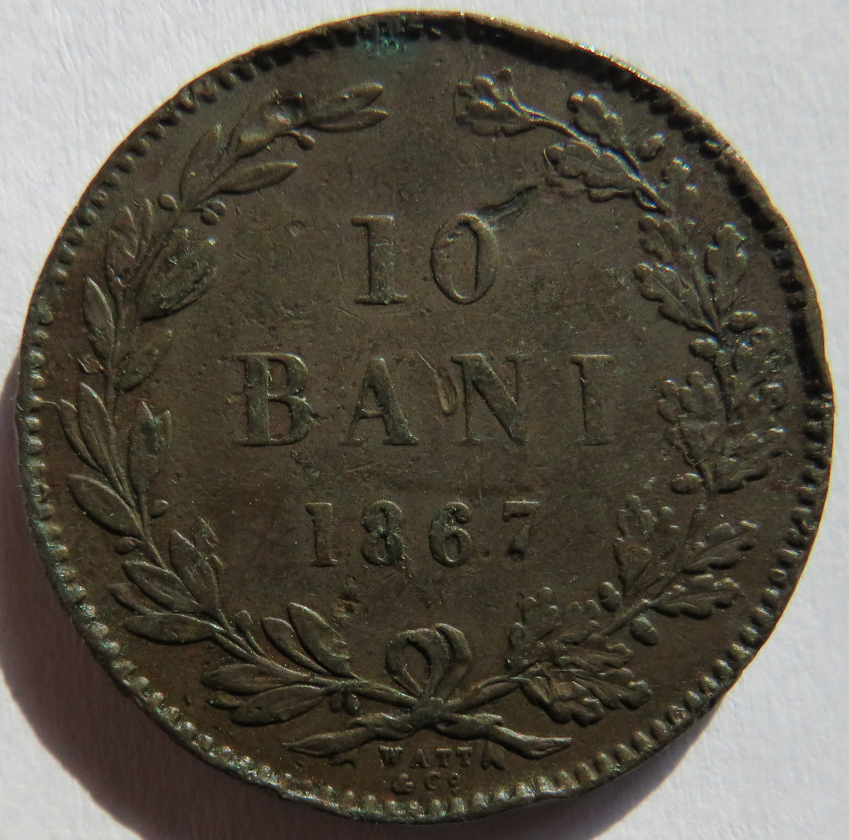 1867 Romania 10 Bani Coin