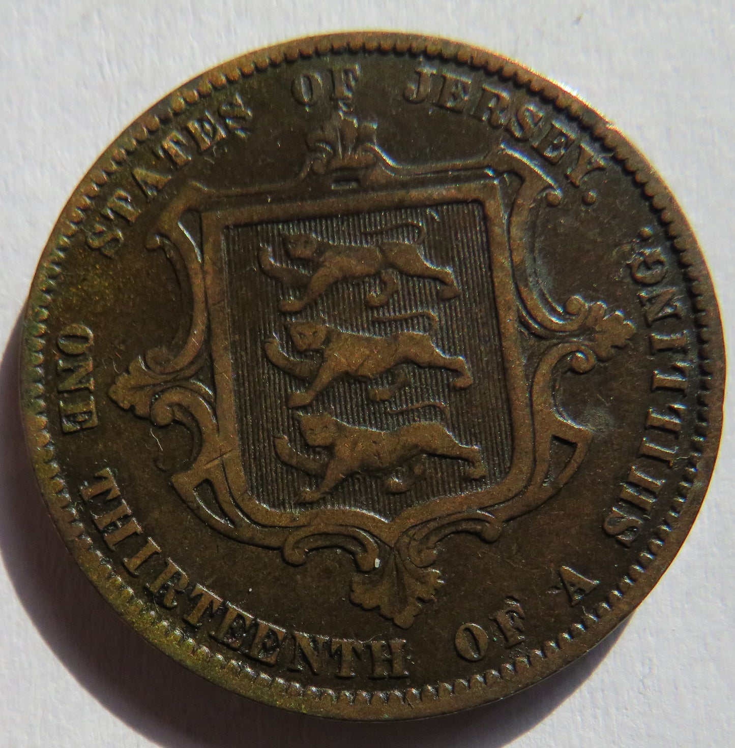 1866 Queen Victoria States of Jersey 1/13th of a Shilling Coin