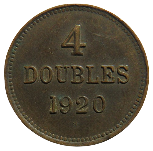 1920-H Guernsey 4 Doubles Coin